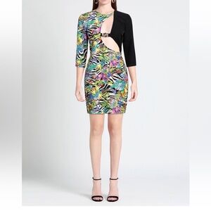 Just Cavalli Colorful Floral and Black Dress 2/4